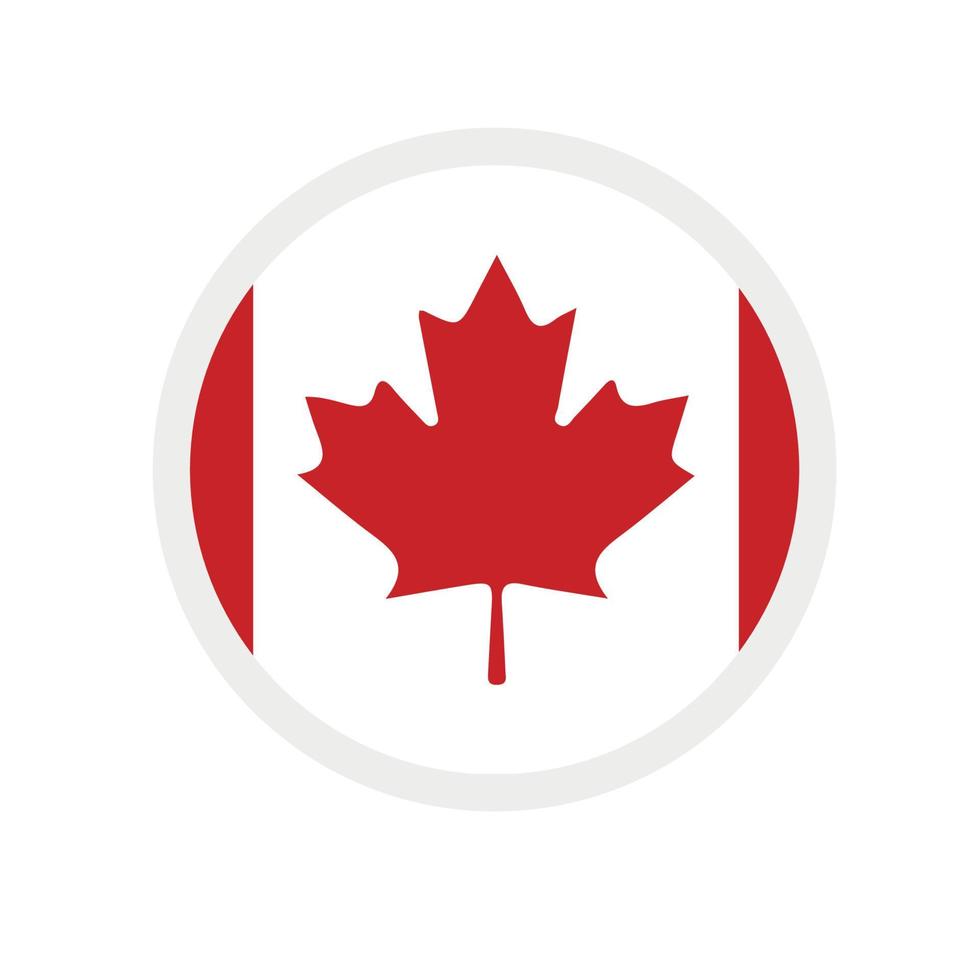 Round vector icon, national flag of the country Canada.