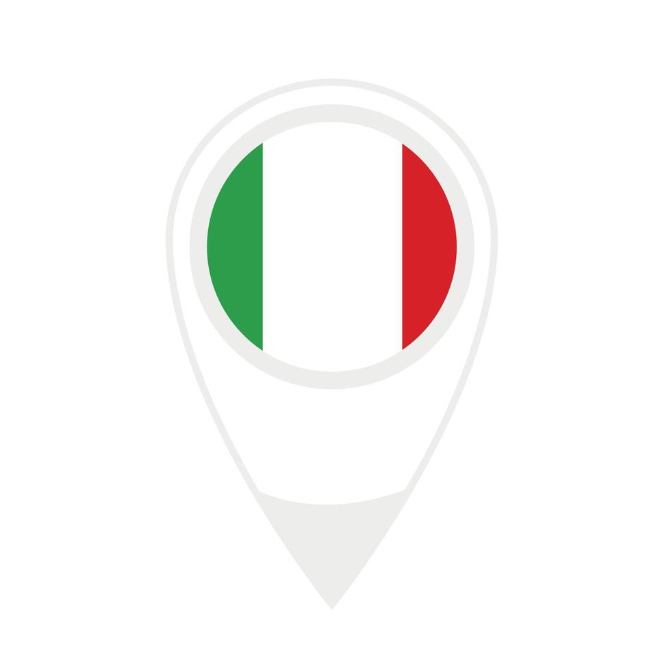 National flag of Italy ,round icon. Vector map pointer icon.