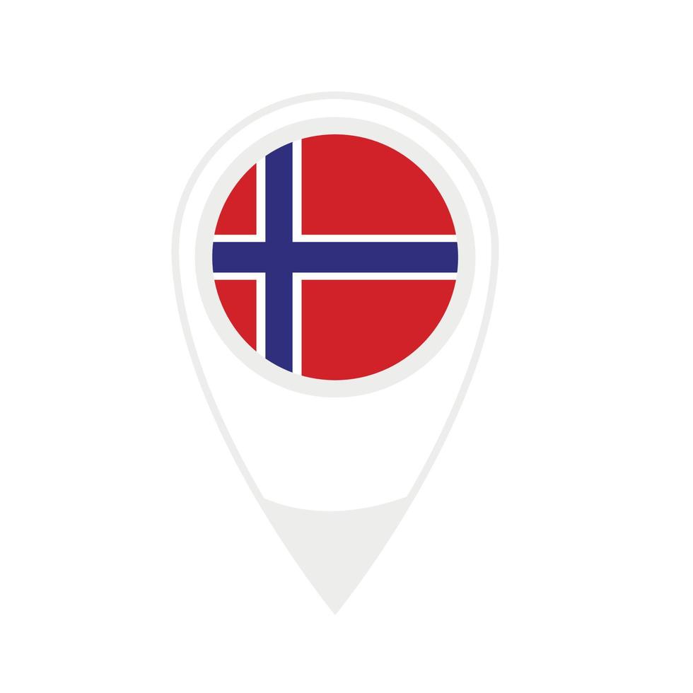 National flag of  Norway ,round icon. Vector map pointer icon.