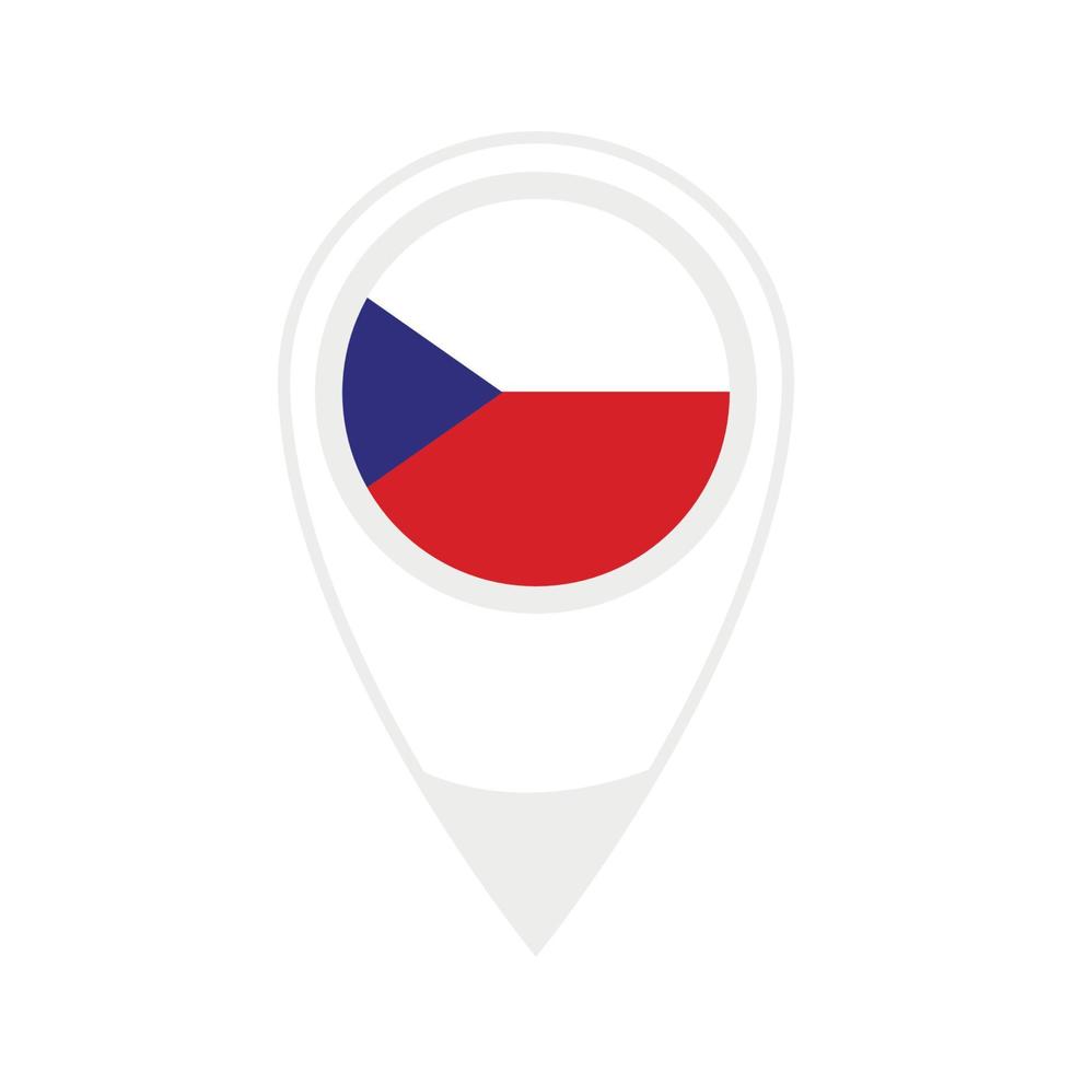 National flag of  Czech ,round icon. Vector map pointer icon.