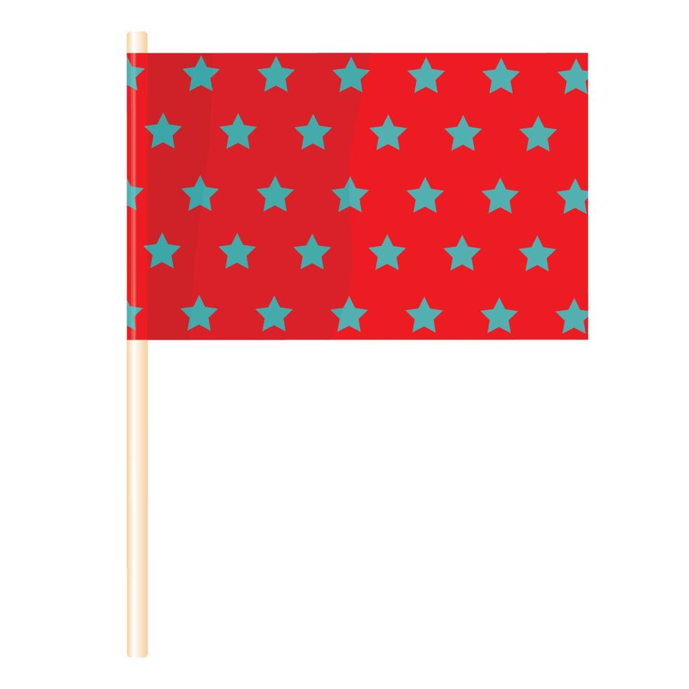 Red flag with stars on a wooden flagpole. Vector