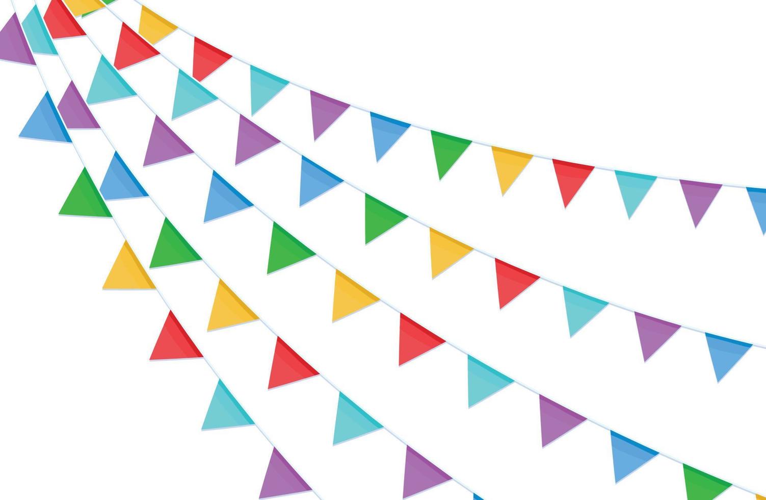 Colorful flags garlands on a rope isolated on a transparent background.Vector vector