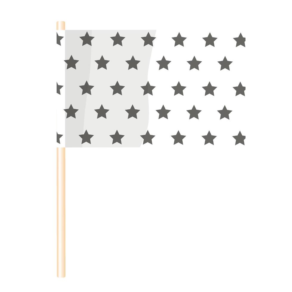White flag with stars on a wooden flagpole. Vector