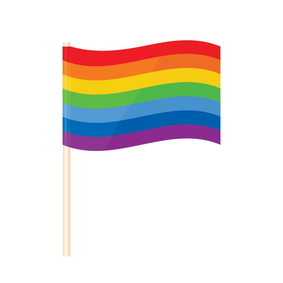 una bandera de colores en un asta de bandera. siete colores del arco iris.. vector