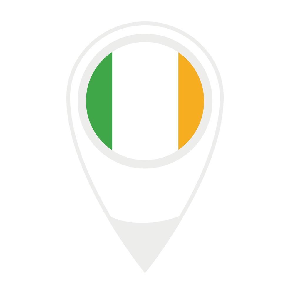 National flag of  Ireland ,round icon. Vector map pointer icon.