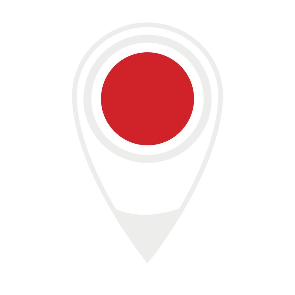 National flag of  Japan ,round icon. Vector map pointer icon.
