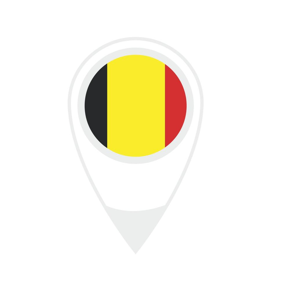 National flag of  Belgium, round icon. Vector map pointer icon.