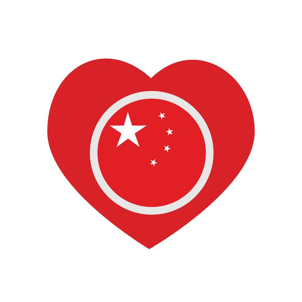 Vector icon , red heart with the national flag of  China.