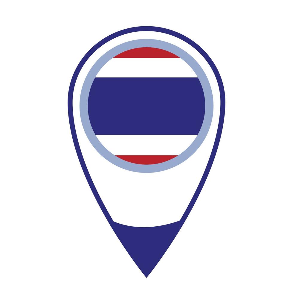 National flag of Thailand ,round icon. Vector map pointer icon.