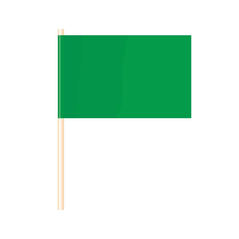 A colored flag on a flagpole. Green flag. Vector
