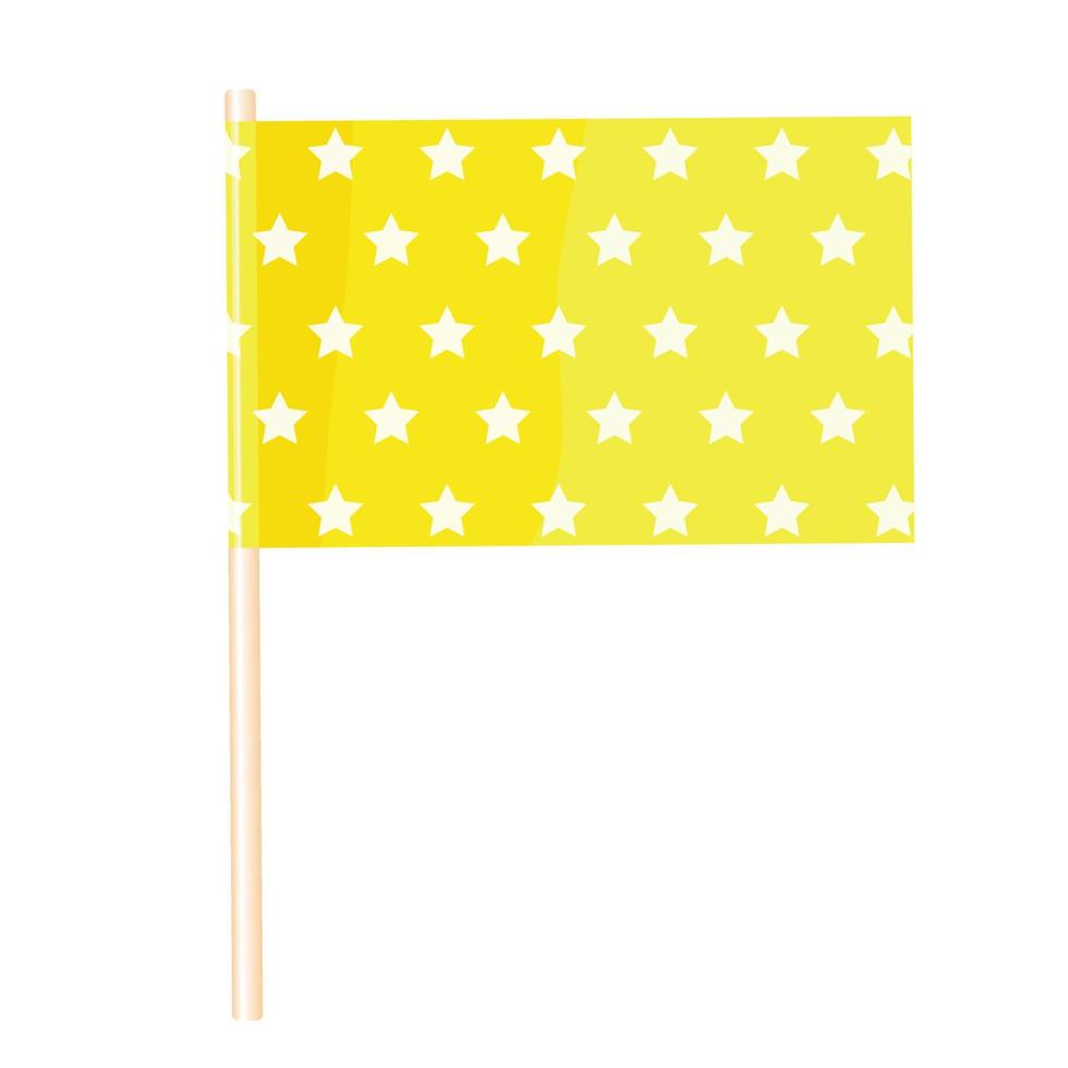 bandera amarilla con estrellas en un asta de madera. vector