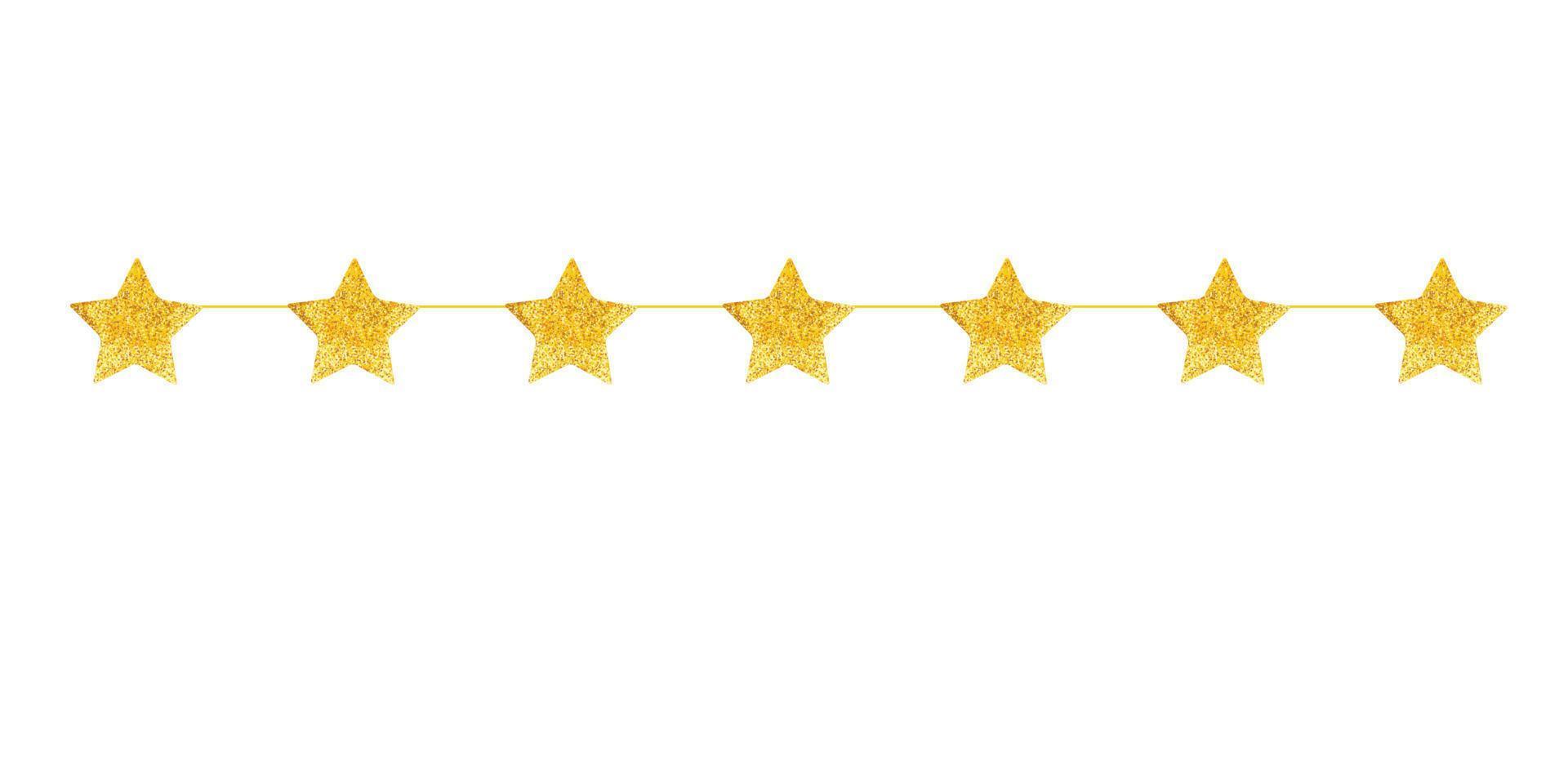 A garland of gold stars . Thread with ornaments. A holiday attribute. Vector