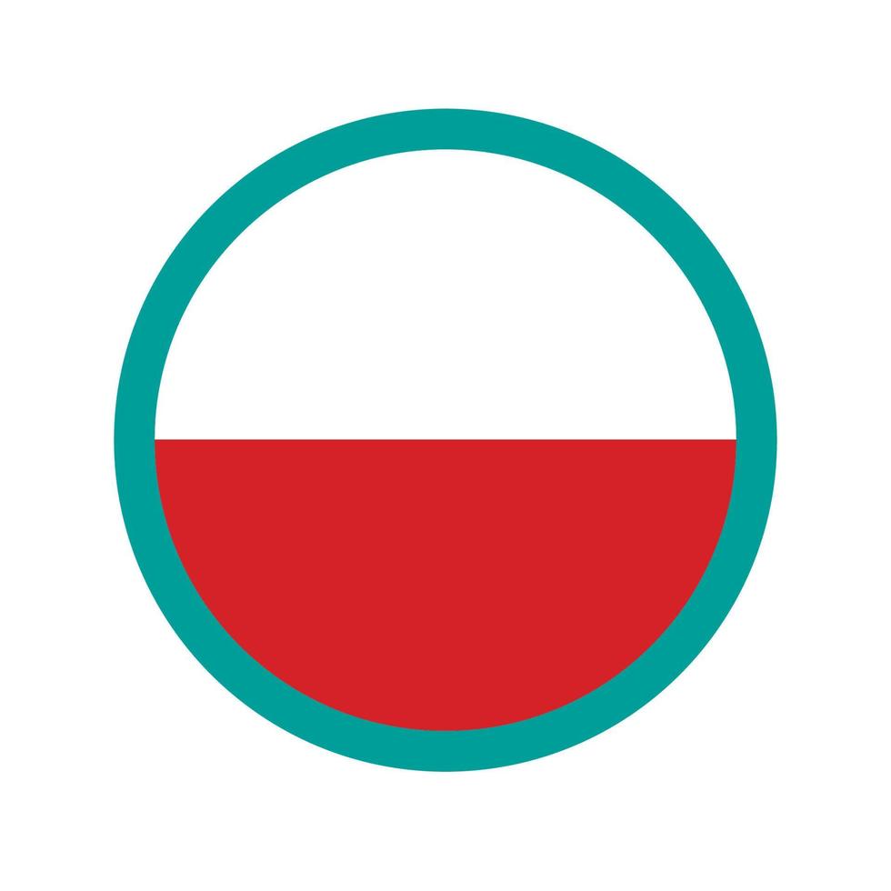 Round vector icon, national flag of Poland the country .