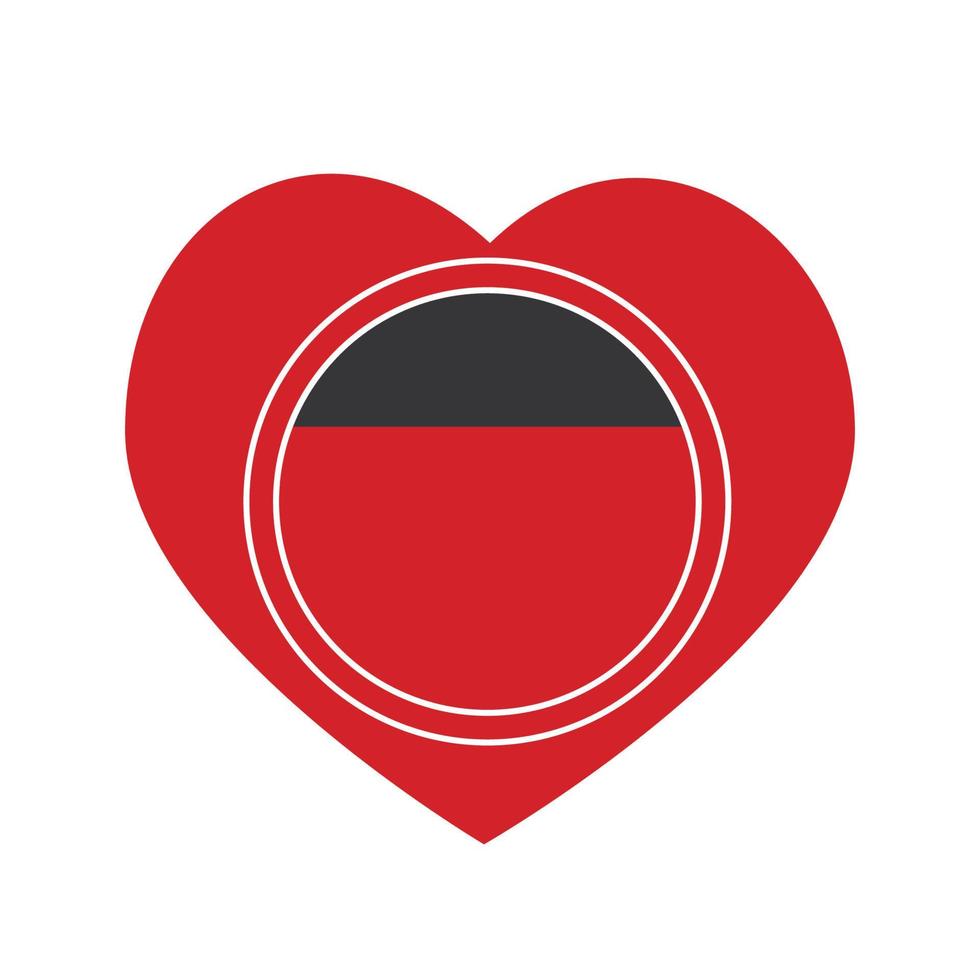 icono de vector, corazón rojo con la bandera nacional de Alemania. vector