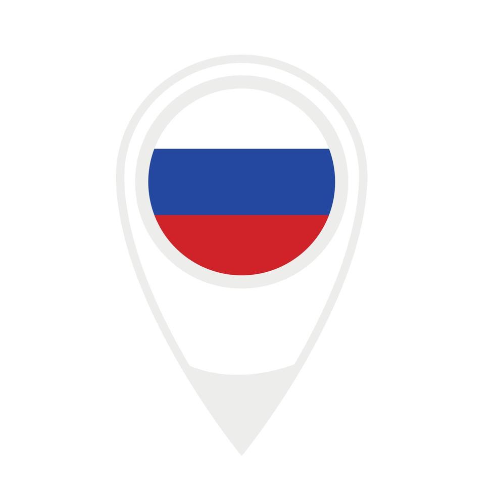 National flag of  Russia,round icon. Vector map pointer icon.