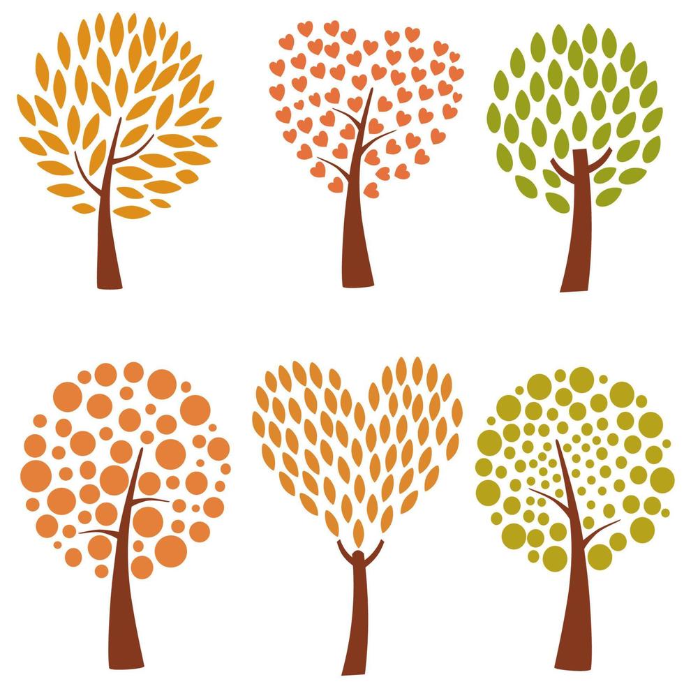 colección de ilustraciones de árboles vector