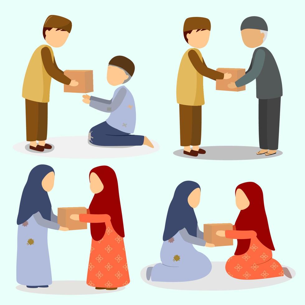 illustration of muslim giving donation vector