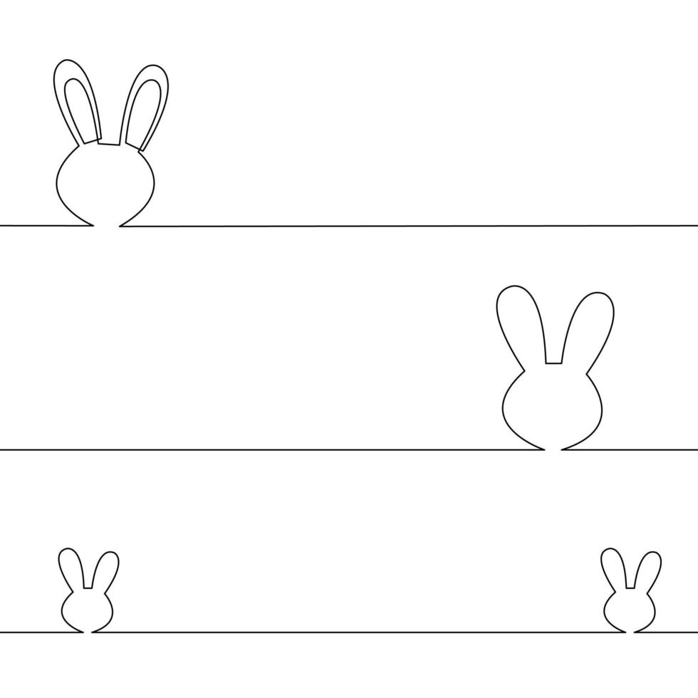 Continuous line drawing of rabbit on white background. vector