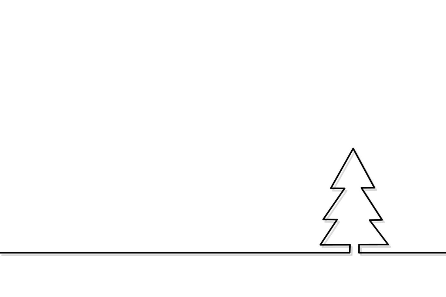 dibujo de línea continua del árbol de navidad. vector