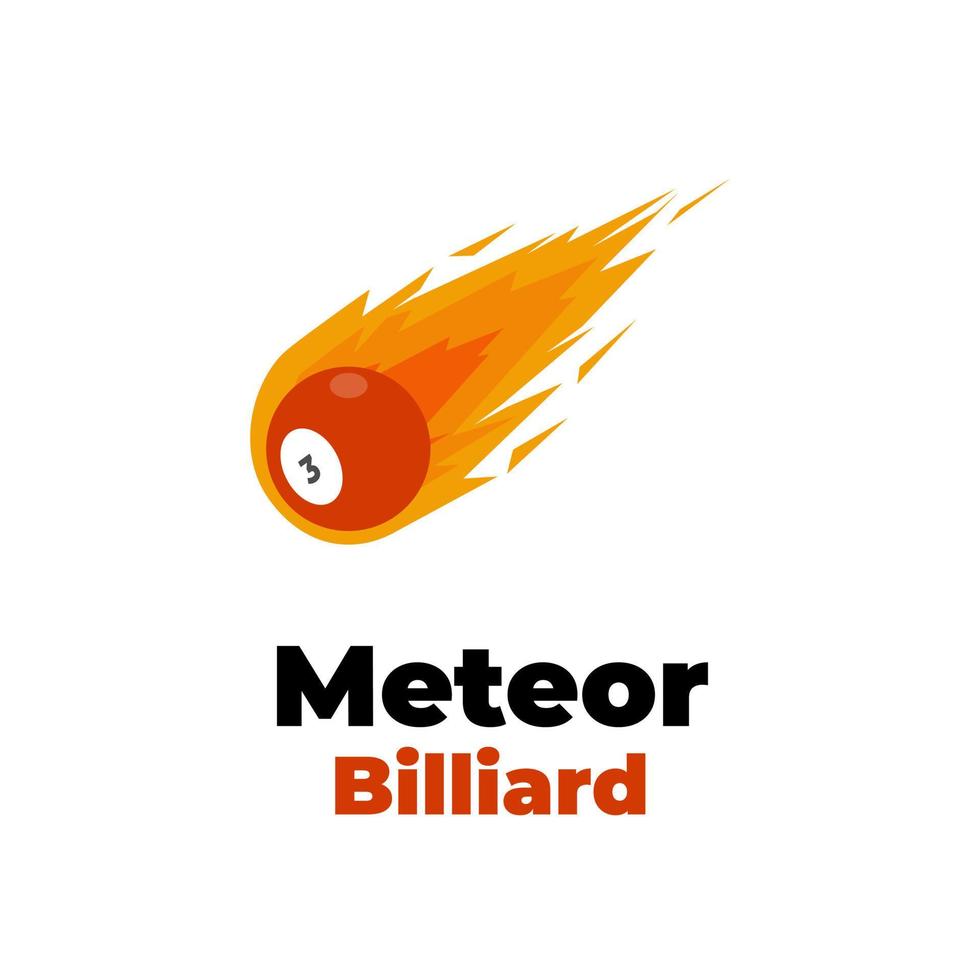 logotipo de ilustración de vector de bola de billar de meteorito de fuego