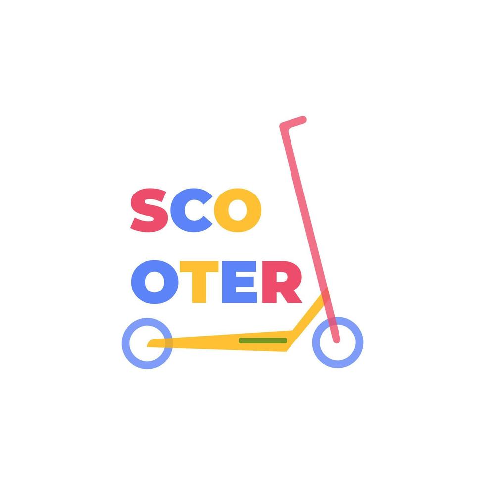 logotipo de ilustración de scooter eléctrico en colores alegres vector