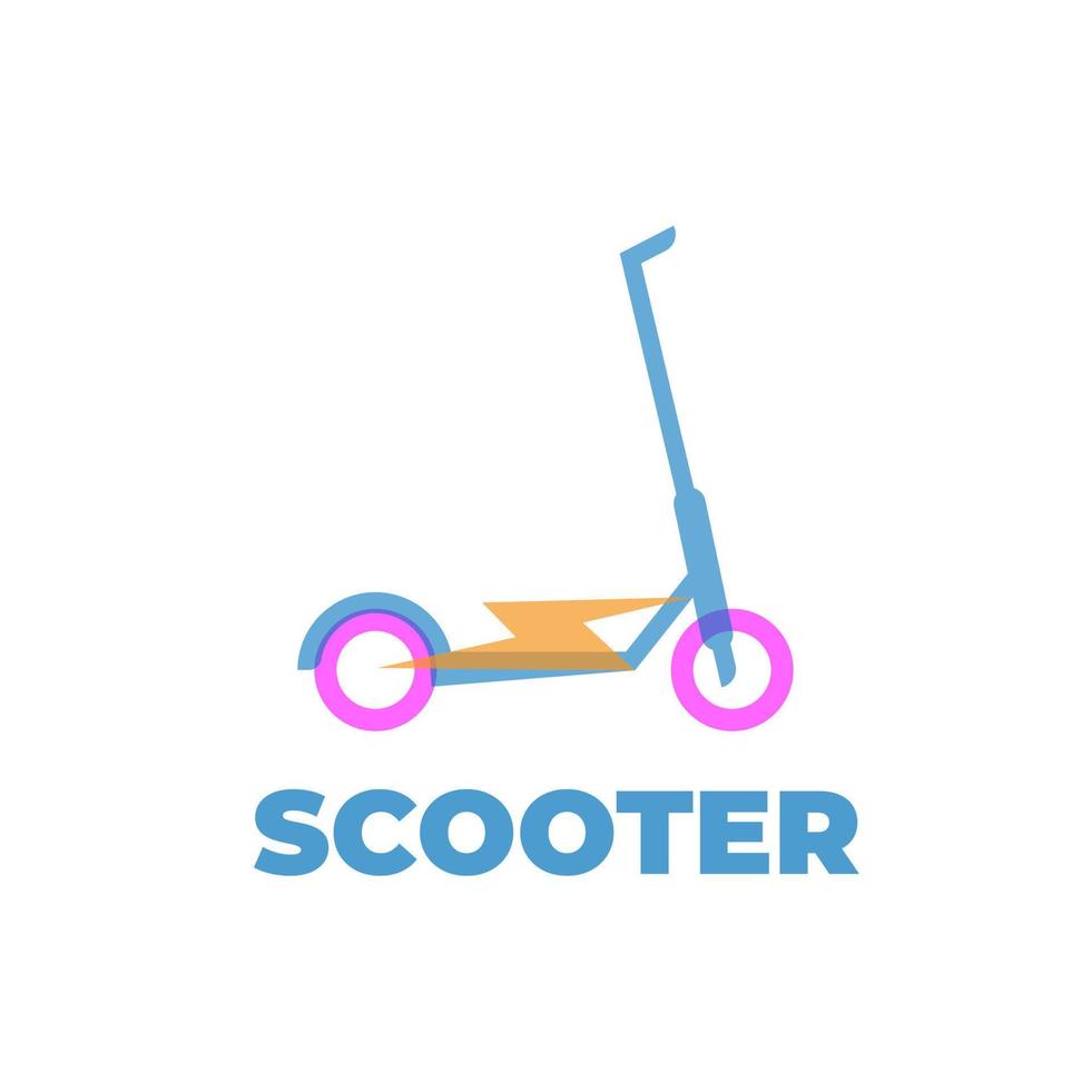 Electric scooter illustration logo with overlapping colors vector