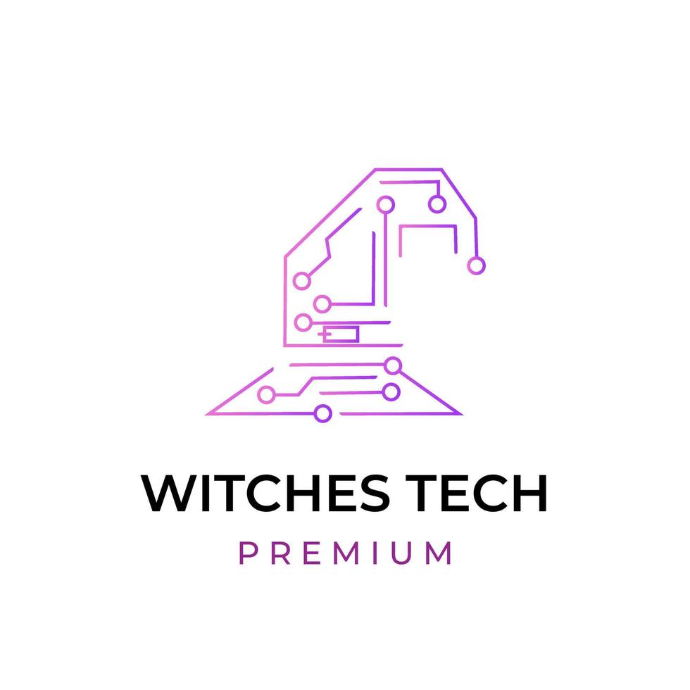 Wizard hat tech illustration logo vector