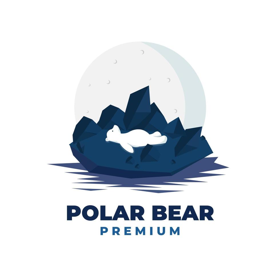 Polar bear lying on the glacier vector Illustration Logo