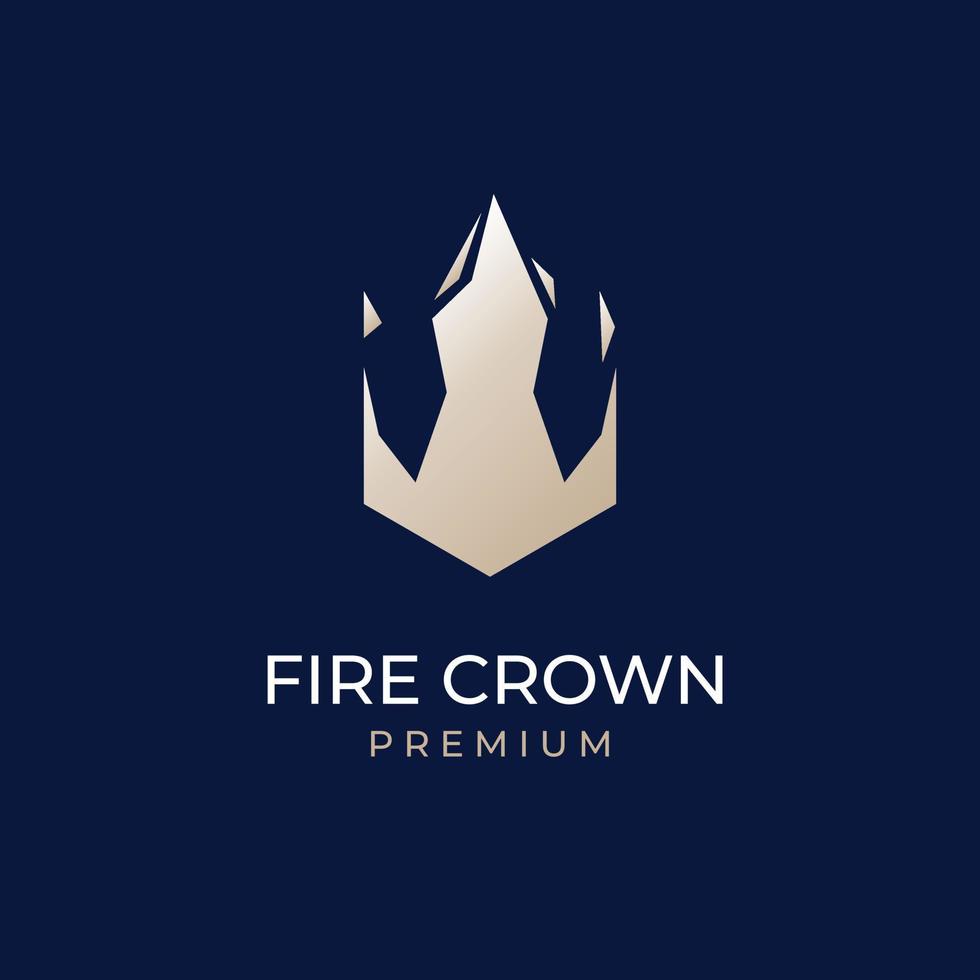 logotipo de ilustración simple de corona de fuego dorado vector