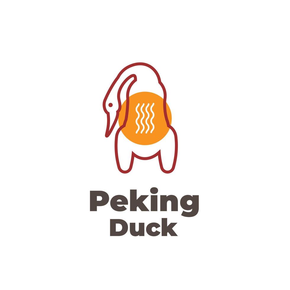 línea arte caliente peking pato vector ilustración logo