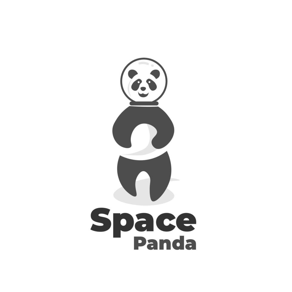 panda espacial con casco vector ilustración logo