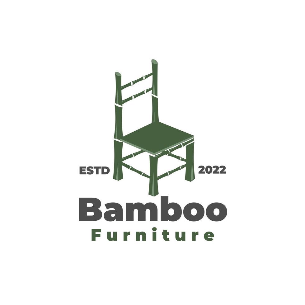 logotipo de ilustración de vector de muebles de silla de bambú verde