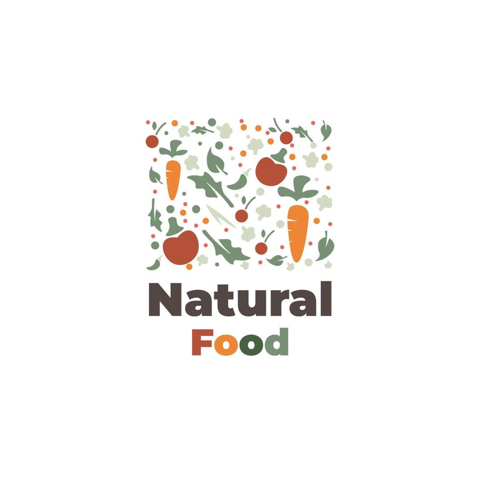 Natural Healthy Food Vector Illustration logo and Pattern