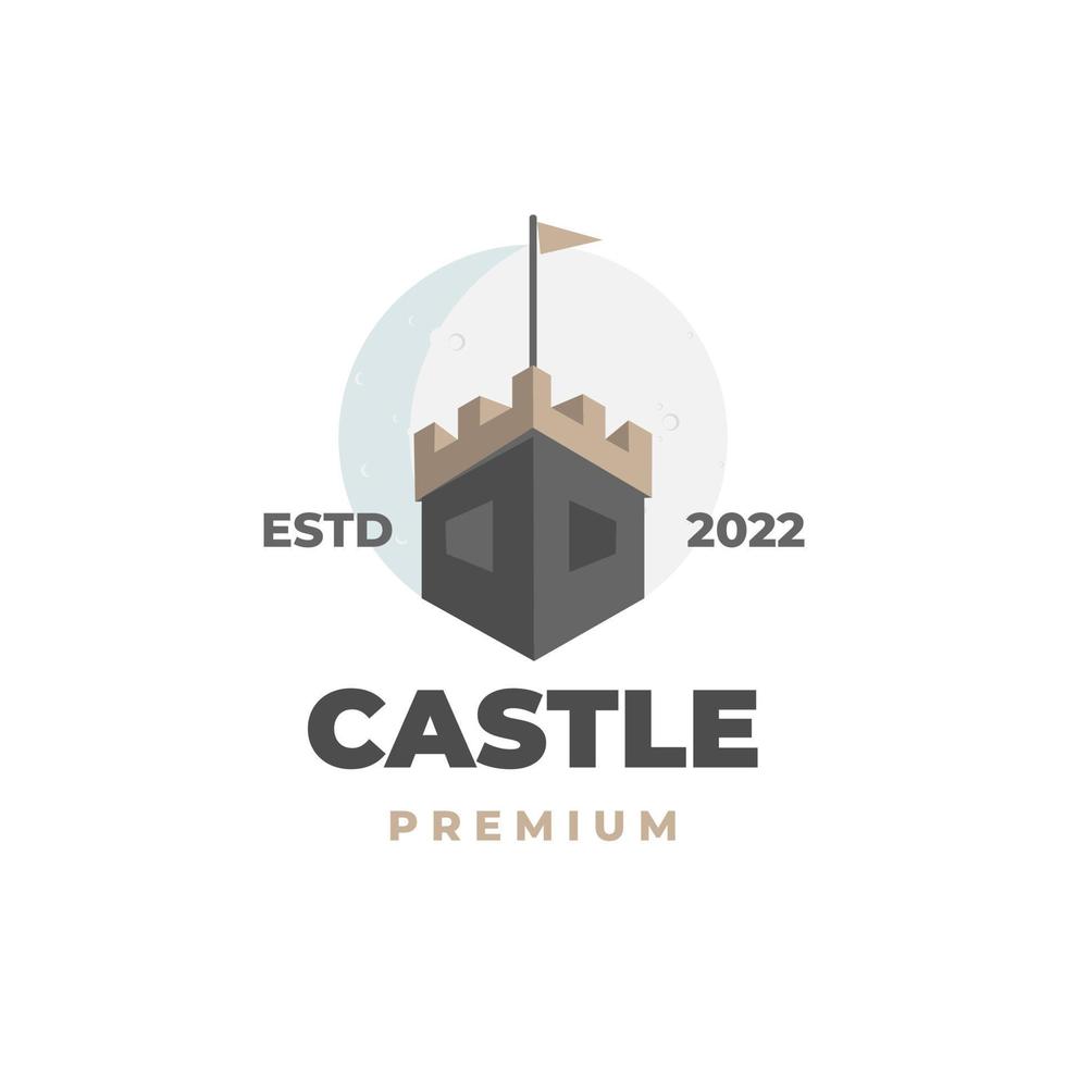 logotipo de ilustración simple elegante castillo negro vector