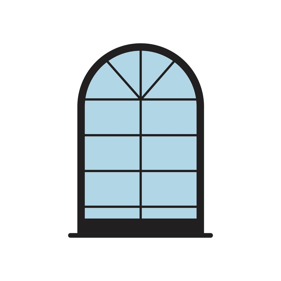 wood frame window for home and apartment house exterior vector icon