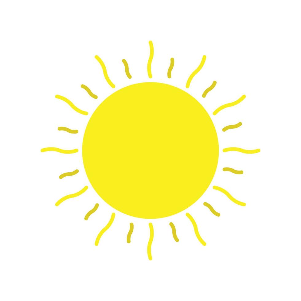happy summer icon yellow sun with ray sunshine bright light vector illustration
