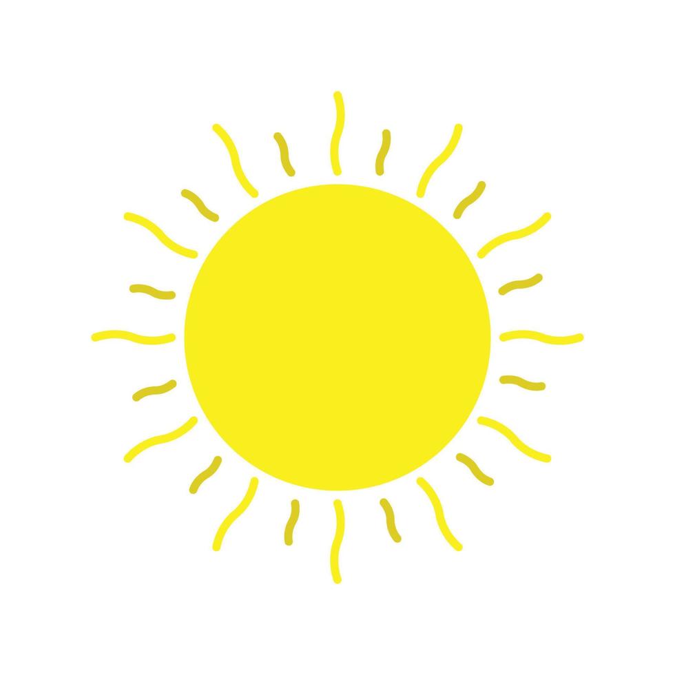 happy summer icon yellow sun with ray sunshine bright light vector illustration