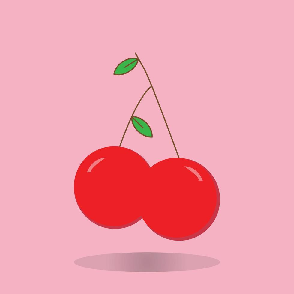 cereza fruta fresca orgánica salud jugosa deliciosa baya vector ilustración