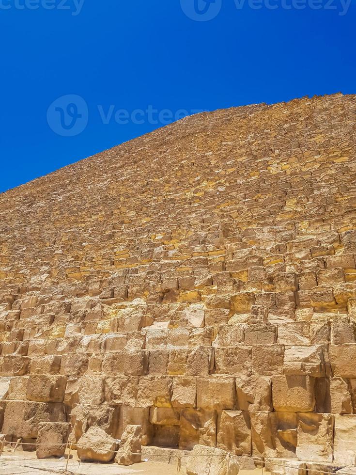 Limestone stone blocks of pyramid of Giza in Cairo photo