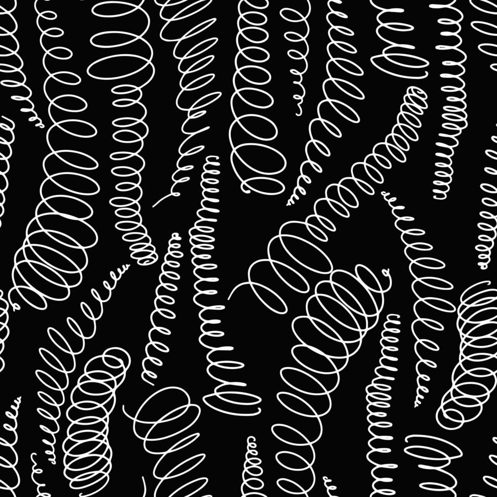 Seamless vector pattern with abstract spiral elements in line art style.