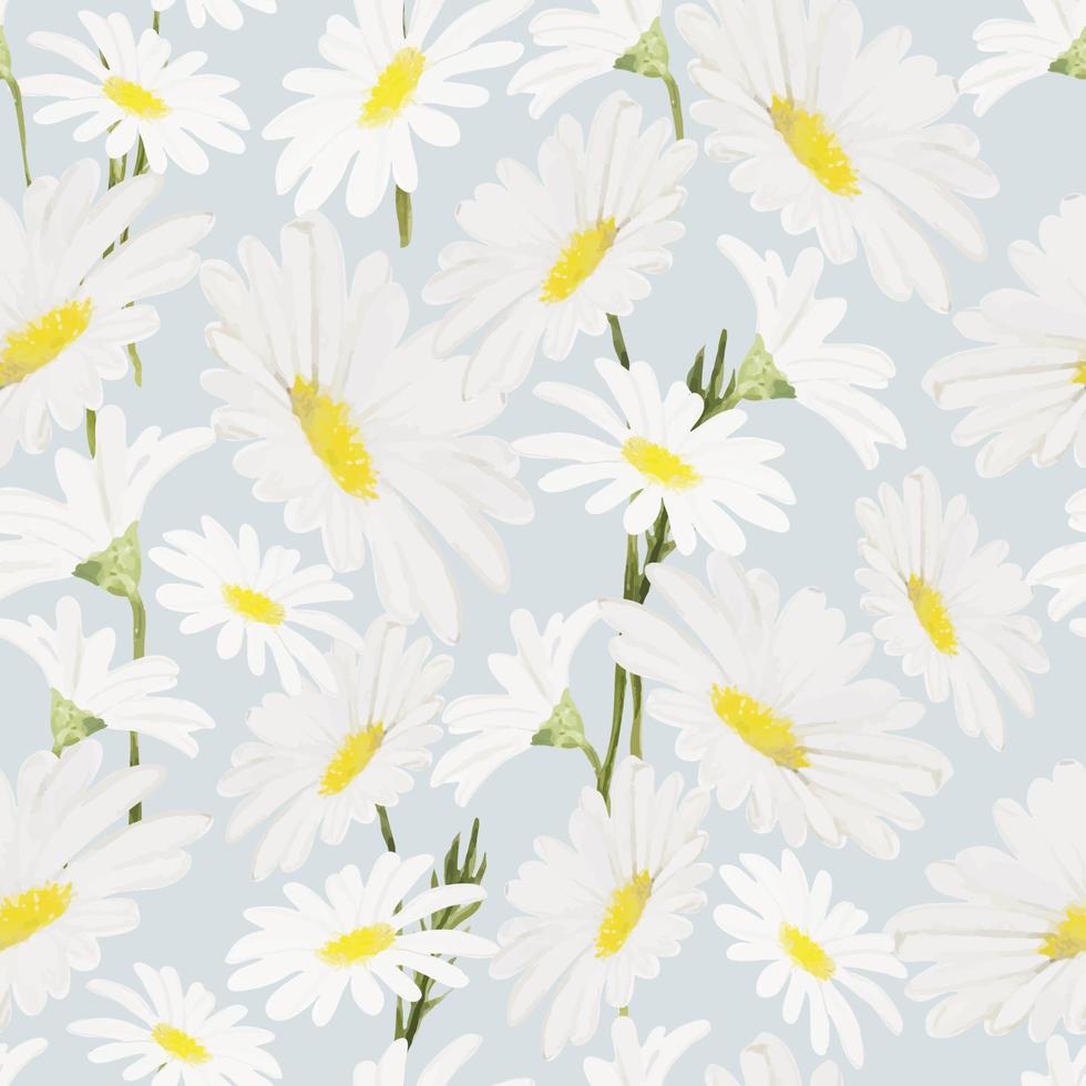 Modern watercolor vector pattern daisies, great design for any purposes.