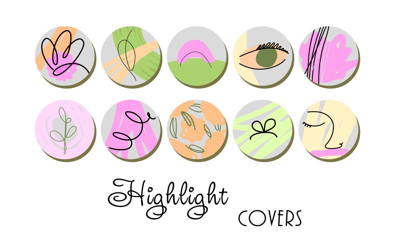 Colorful set beige abstract highlightings. Trendy vector style