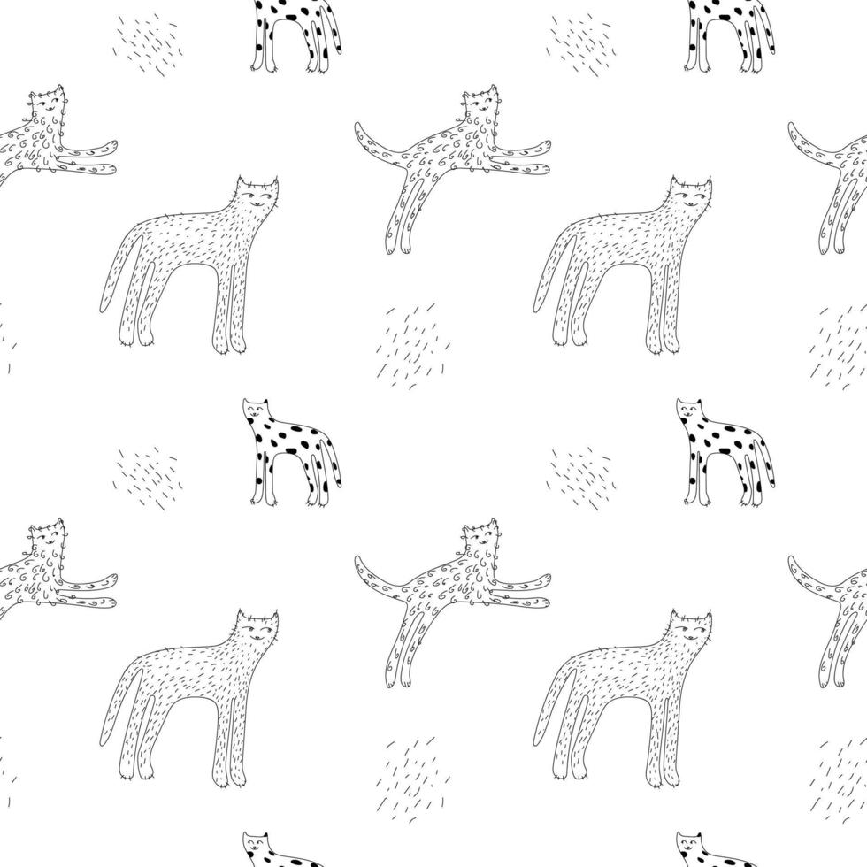 Funny cat. Beautiful silent background cats doodle, great design for any purposes. vector