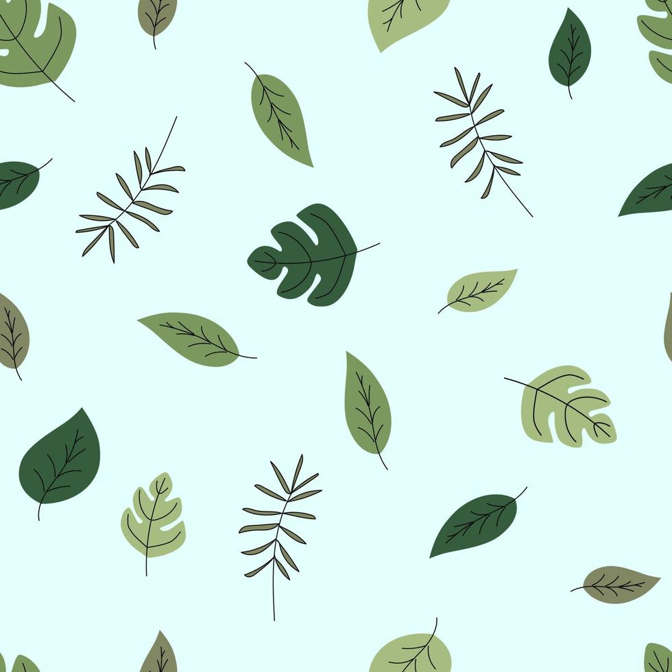 Seamless background abstract leaves in doodle style. vector