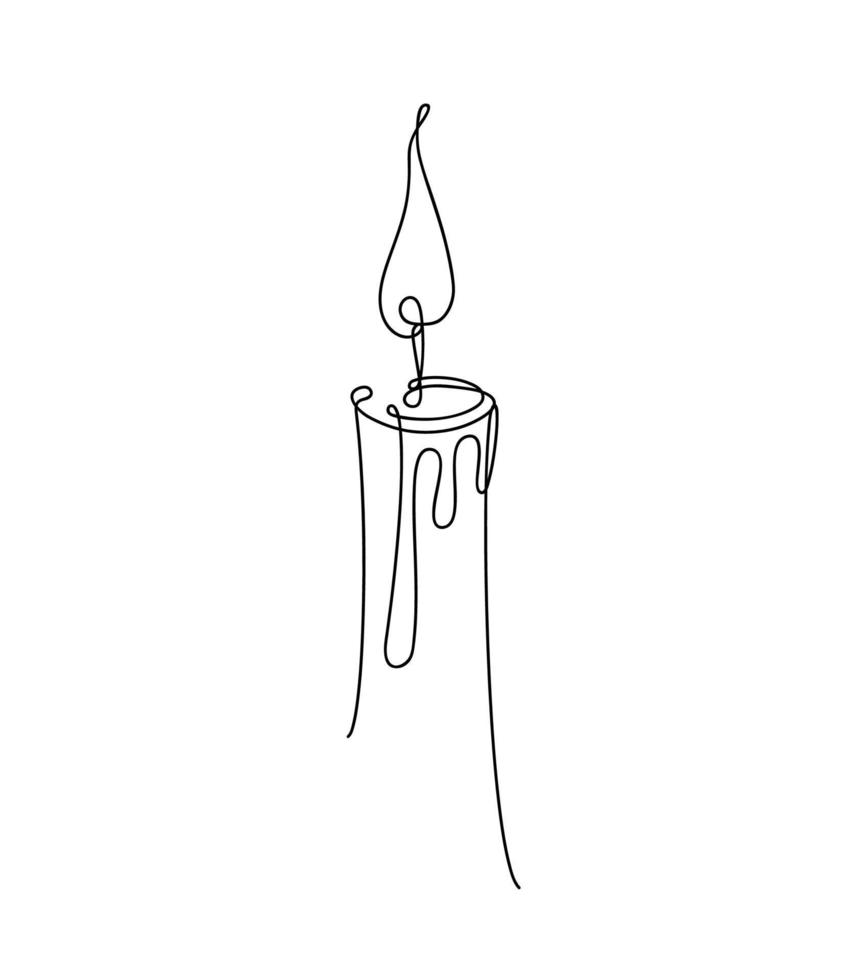 a candle in the style of line art drawn by hand. Vector illustration.