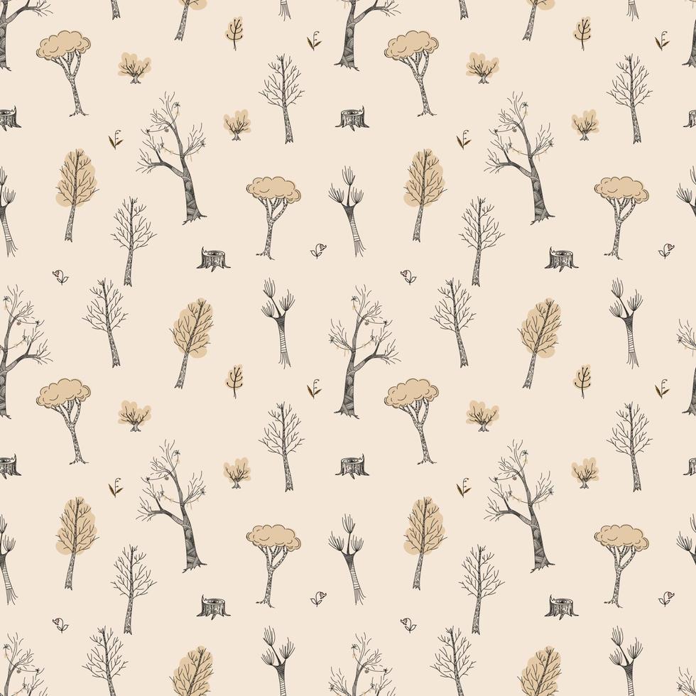 Seamless pattern with forest trees and bushes. vector