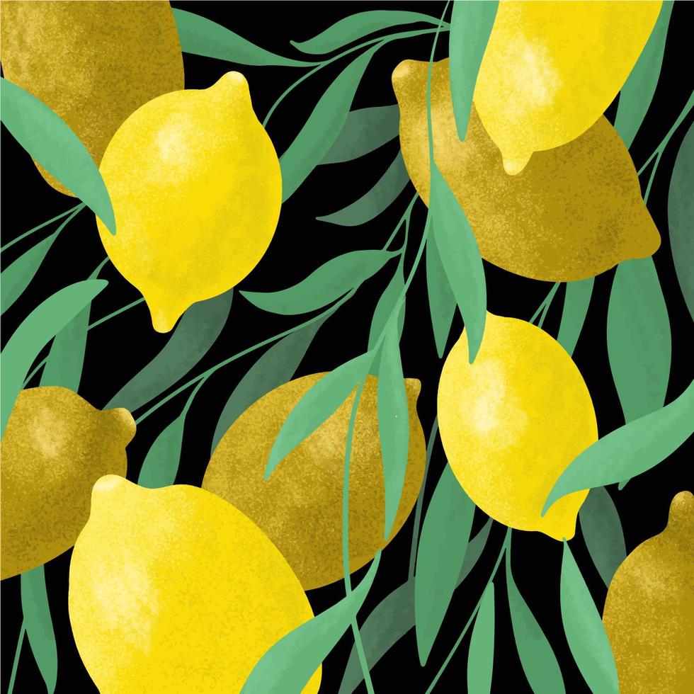 Modern hipster illustration with vector lemons modern on colorful background.