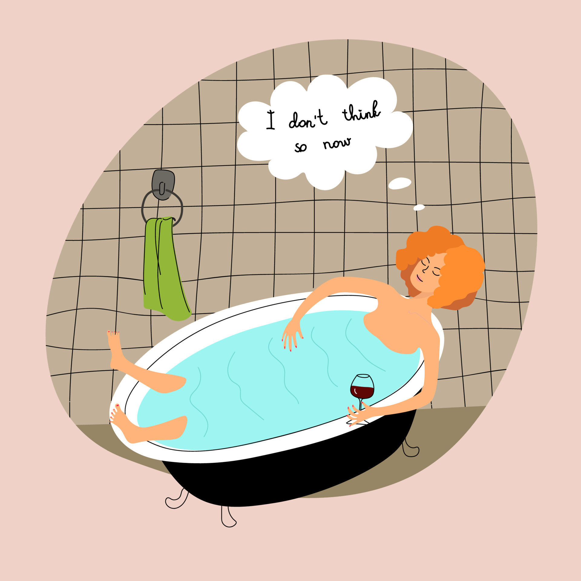Girl taking a bath, doodle style illustration. 10281650 Vector Art at