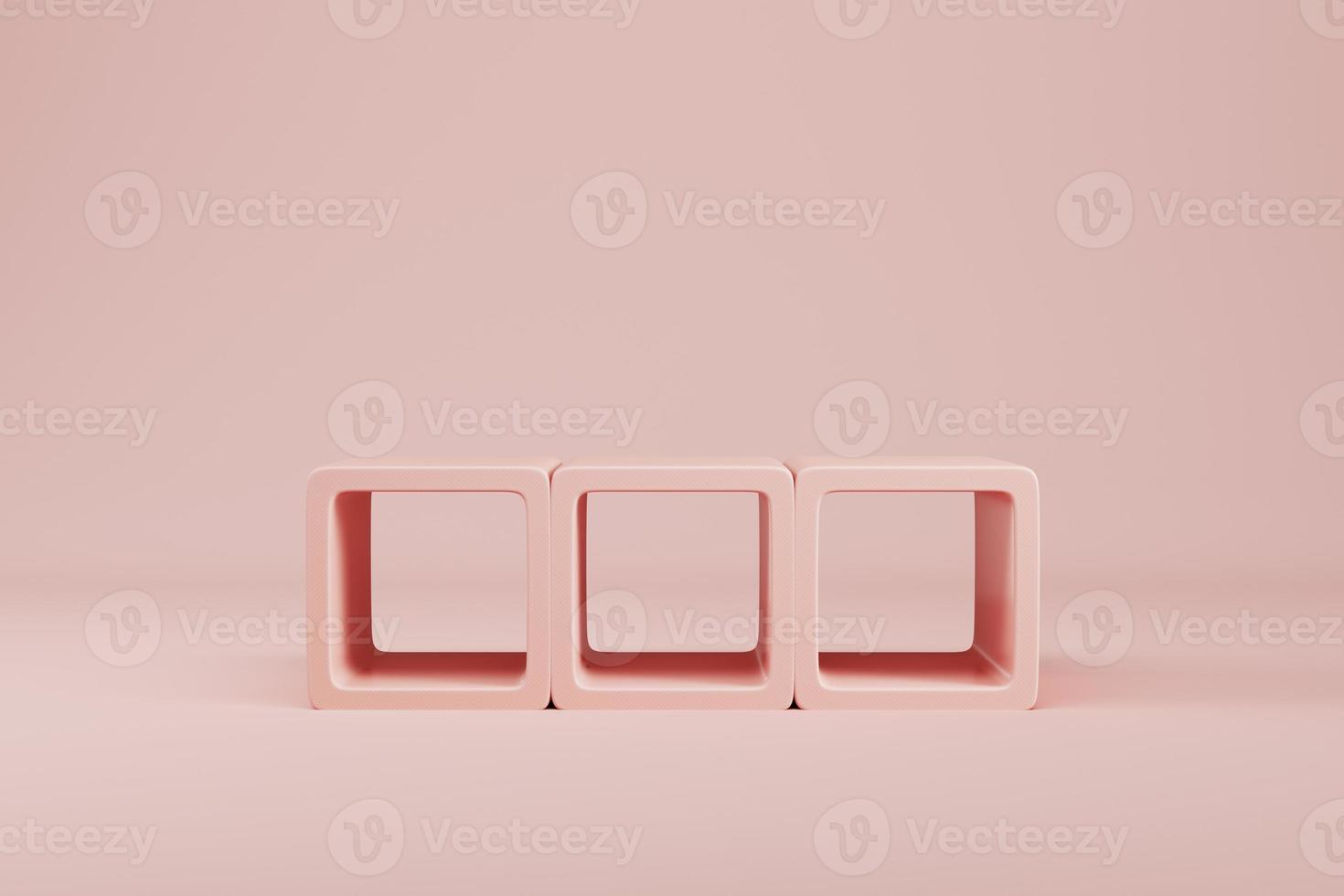 Cream pink color boxes on pastel background for product display photo