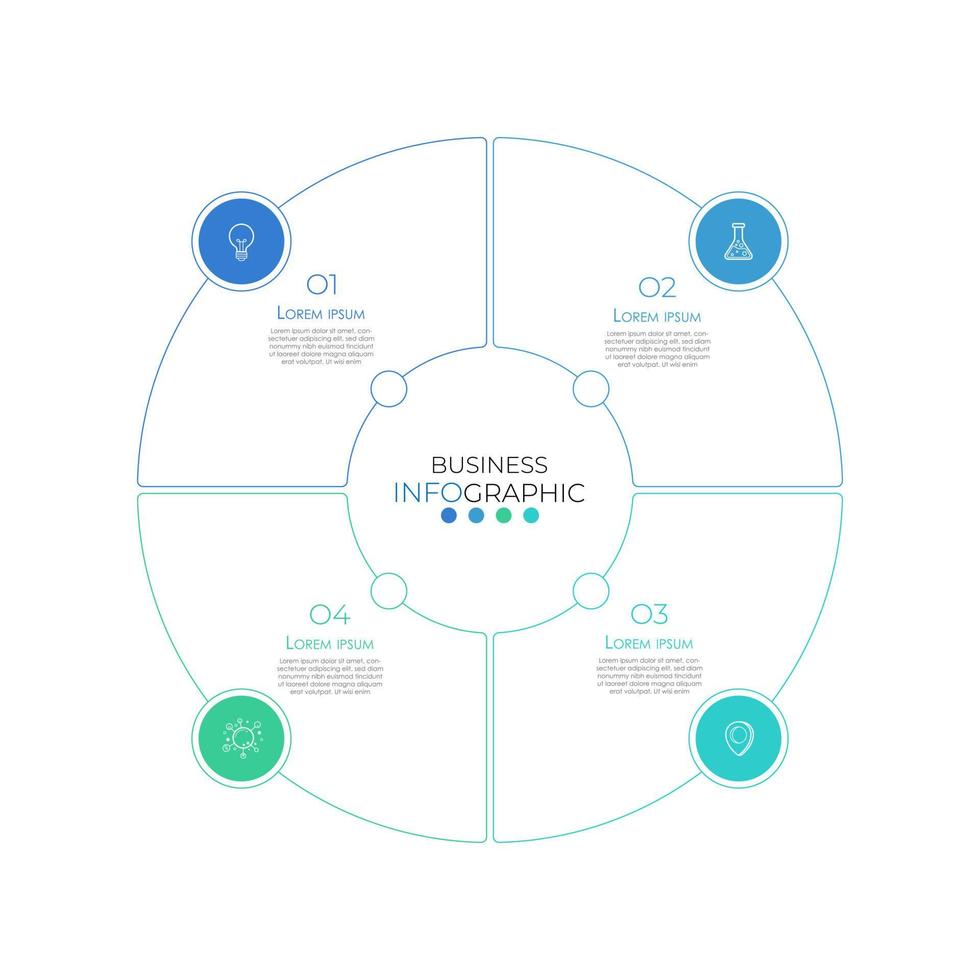 Modern infographic circle element template can be used for workflow layout, diagram, number options, web design. Infographic business concept with 4 option, parts, steps or processes. vector